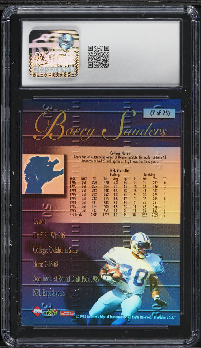 1998 Collector's Edge Super Bowl Card Show Barry Sanders #7 CGC 8.5 NM-MT+
