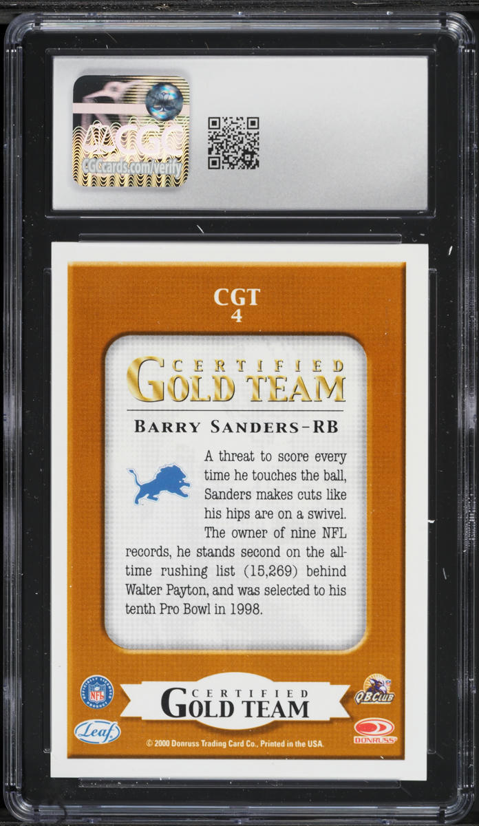 2000 Leaf Certified Gold Team Barry Sanders #CGT4 CGC 8.5 NM-MT+