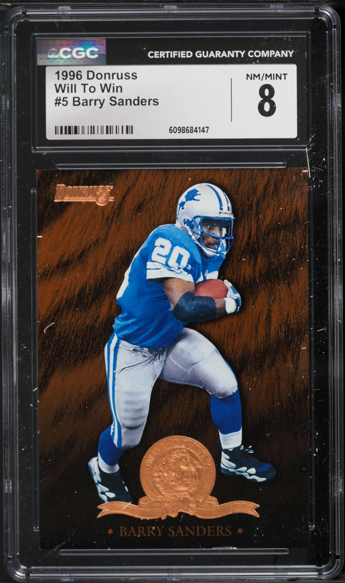 1996 Donruss Will To Win Barry Sanders /5000 #5 CGC 8 NM-MT
