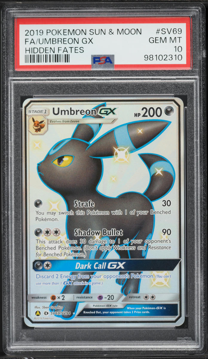 2019 Pokemon Sun & Moon Hidden Fates Full Art Shiny Umbreon GX #SV69 PSA 10 GEM MINT