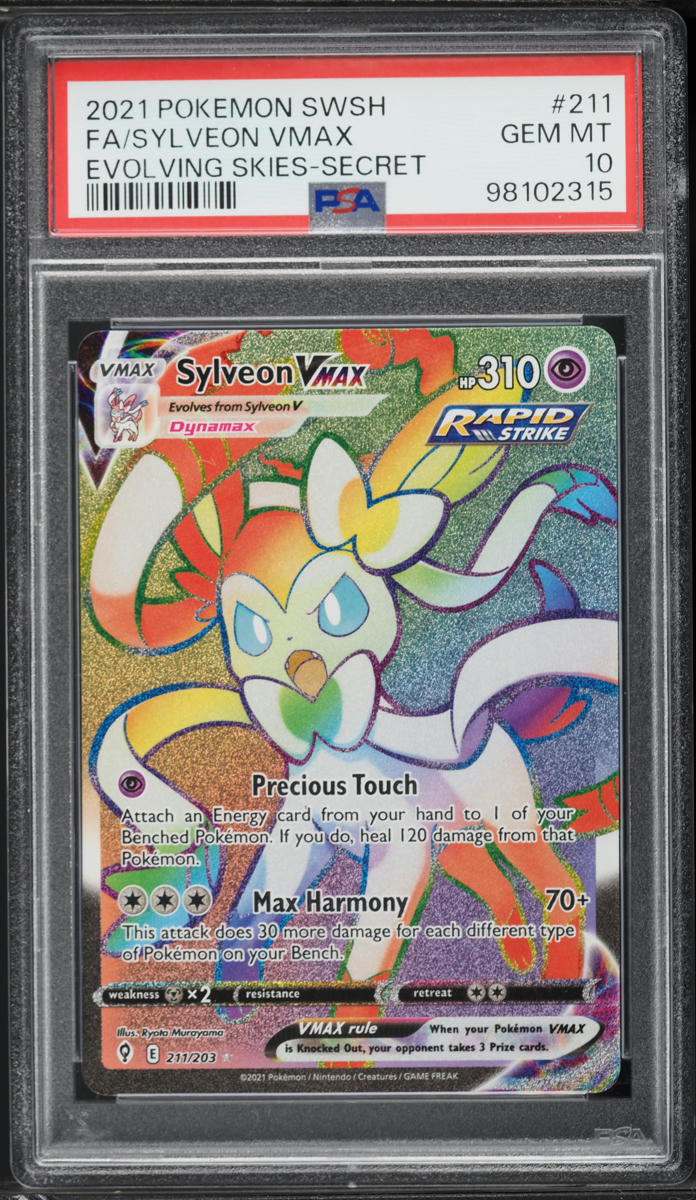 2021 Pokemon Sword & Shield Evolving Skies Rainbow Rare Sylveon VMAX #211 PSA 10 GEM MINT