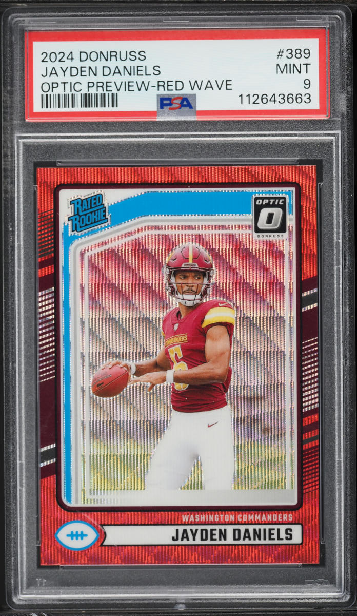 2024 Donruss Optic Preview Red Wave Prizm Jayden Daniels ROOKIE #389 PSA 9 MINT