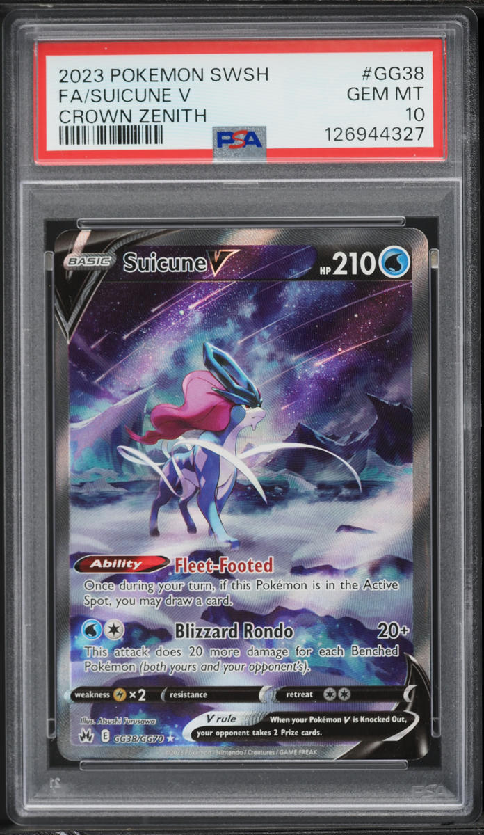 2023 Pokemon Sword & Shield Crown Zenith Alt Art Suicune V #GG38 PSA 10 GEM MINT