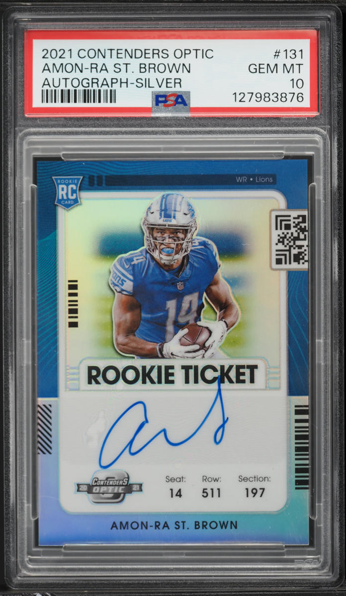 2021 Panini Contenders Optic Silver Amon-Ra St. Brown  ROOKIE AUTO #131 PSA 10 GEM MINT