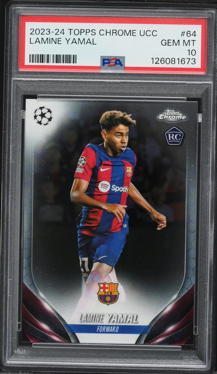 2023 Topps Chrome UEFA Club Competitions Lamine Yamal ROOKIE #64 PSA 10 GEM MINT