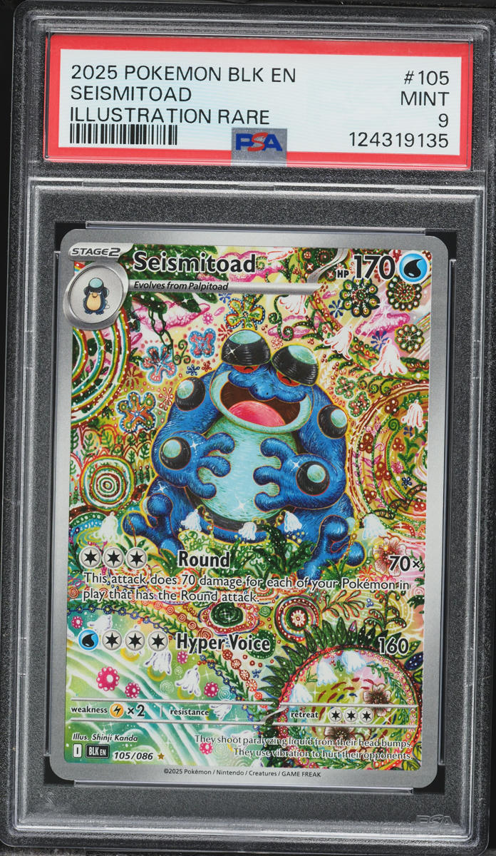 2025 Pokemon Scarlet & Violet Black Bolt IR Seismitoad #105 PSA 9 MINT
