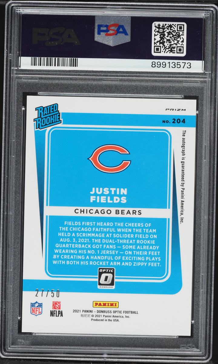 2021 Donruss Optic Pink Velocity Justin Fields ROOKIE AUTO /50