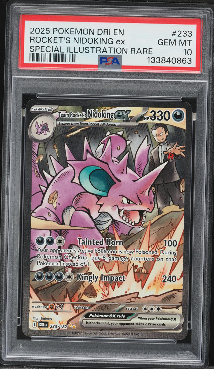 2025 Pokemon Scarlet & Violet Destined Rivals SIR Team Rocket's Nidoking ex #233 PSA 10 GEM