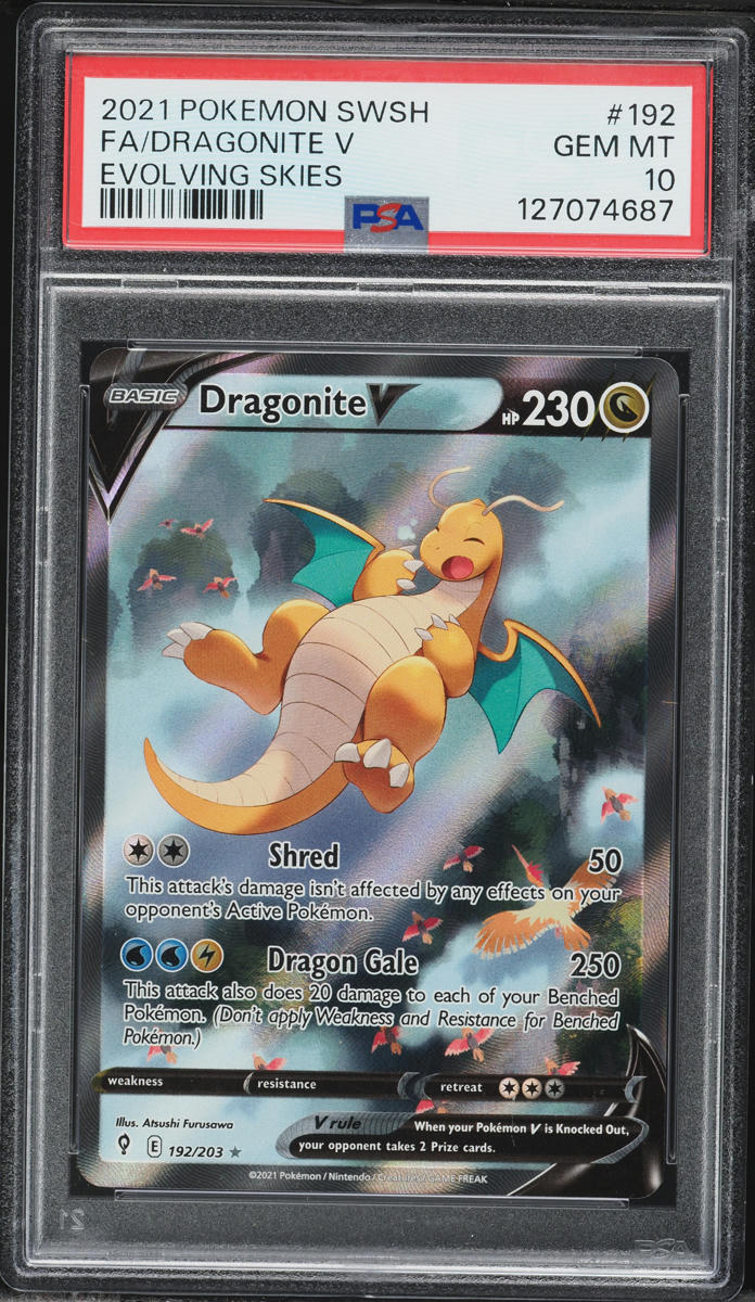 2021 Pokemon Sword & Shield Evolving Skies Alt Art Dragonite V #192 PSA 10 GEM MINT