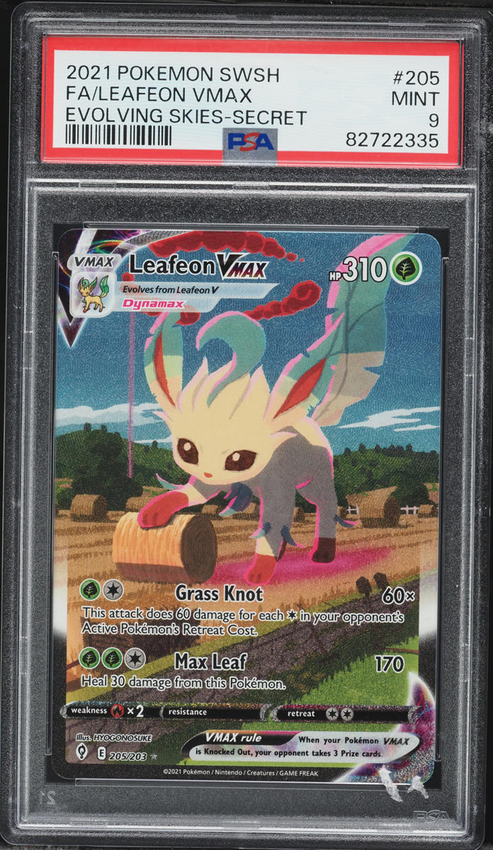 2021 Pokemon Sword & Shield Evolving Skies SEC Leafeon VMAX #205 PSA 9 MINT