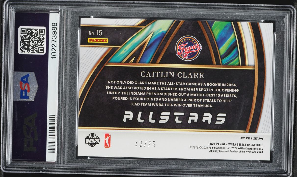 2024 Select WNBA All-Stars White Disco Caitlin Clark ROOKIE /75 #15 PSA 10 GEM MINT