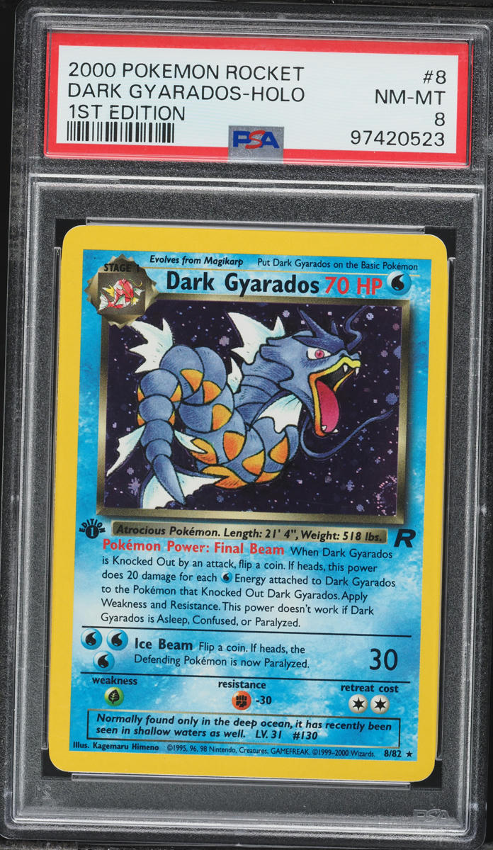 2000 Pokemon Team Rocket 1st Edition Holo Dark Gyarados #8 PSA 8 NM-MT