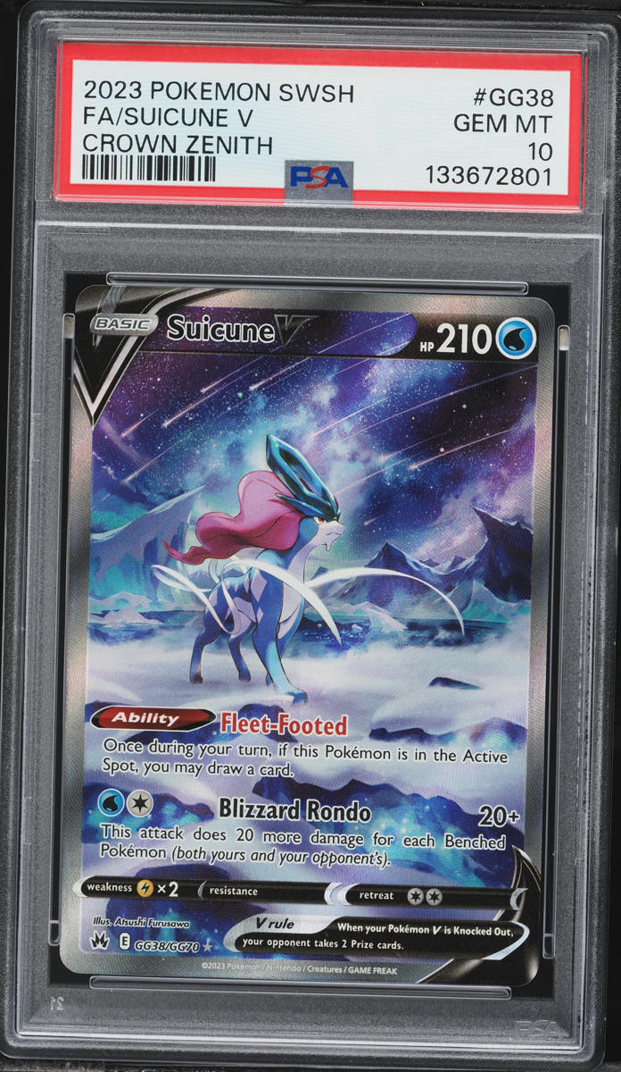 2023 Pokemon Sword & Shield Crown Zenith Alt Art Suicune V #GG38 PSA 10 GEM MINT