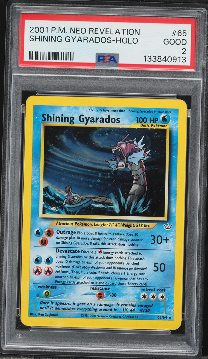 2001 Pokemon Neo Revelation Holo Shining Gyarados #65 PSA 2 GD