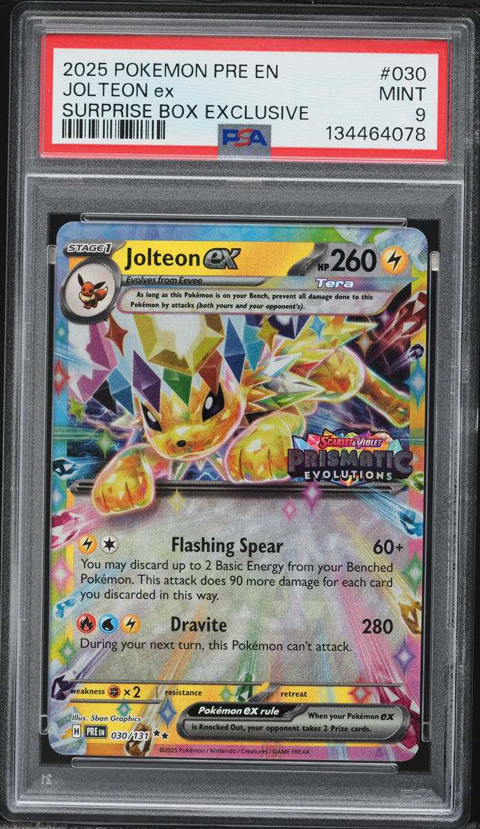 2025 Pokemon Scarlet & Violet Prismatic Evolutions Surprise Box Jolteon ex #30 PSA 9 MINT