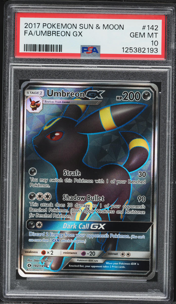 2017 Pokemon Sun & Moon Full Art Umbreon GX #142 PSA 10 GEM MINT