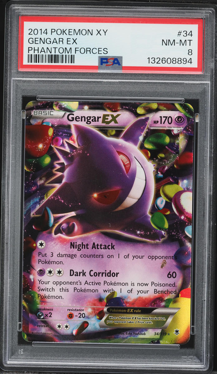 2014 Pokemon XY Phantom Forces Gengar EX #34 PSA 8 NM-MT