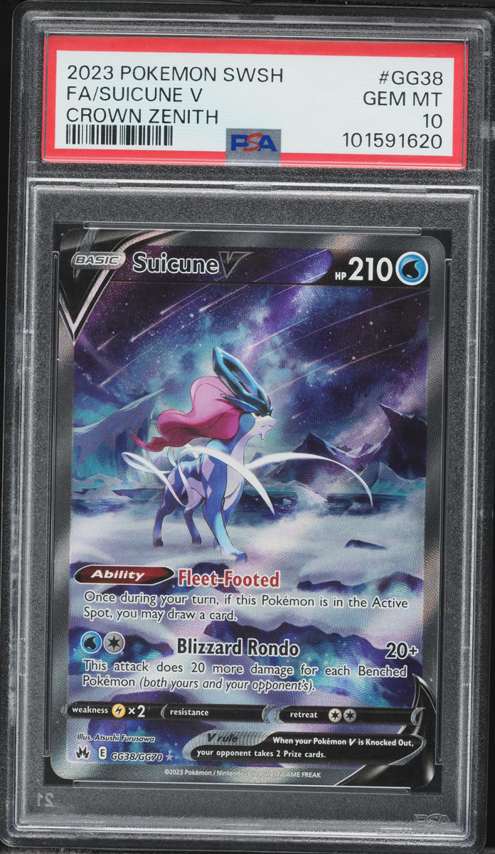2023 Pokemon Sword & Shield Crown Zenith Alt Art Suicune V #GG38 PSA 10 GEM MINT