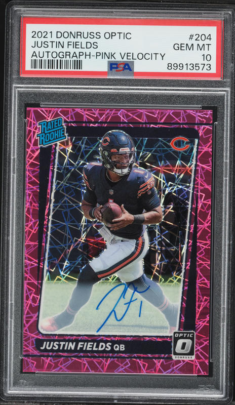 2021 Donruss Optic Pink Velocity Justin Fields ROOKIE AUTO /50