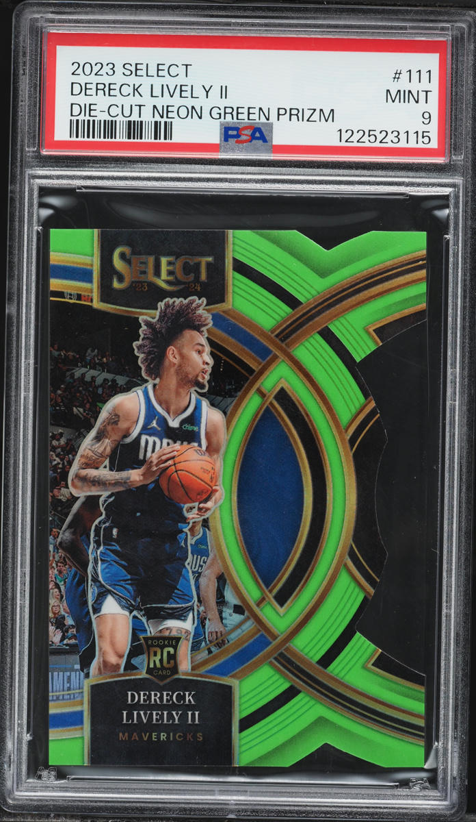 2023 Select Premier Neon Green Prizm Die-Cut Dereck Lively II ROOKIE /75 #111 PSA 9 MINT