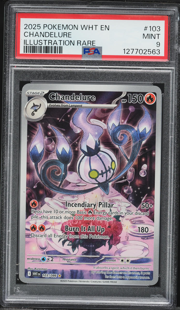2025 Pokemon Scarlet & Violet White Flare IR Chandelure #103 PSA 9 MINT