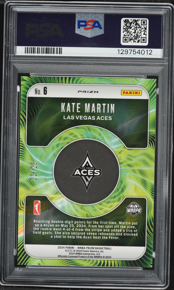 2024 Panini Prizm WNBA Fractal Mojo Kate Martin ROOKIE /25 #6 PSA 10 GEM MINT