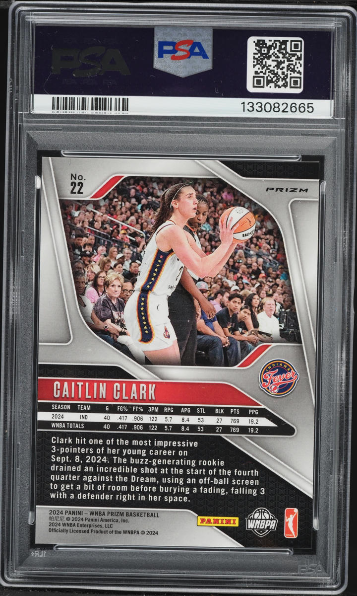 2024 Panini Prizm WNBA Logo Caitlin Clark ROOKIE #22 PSA 8 NM-MT