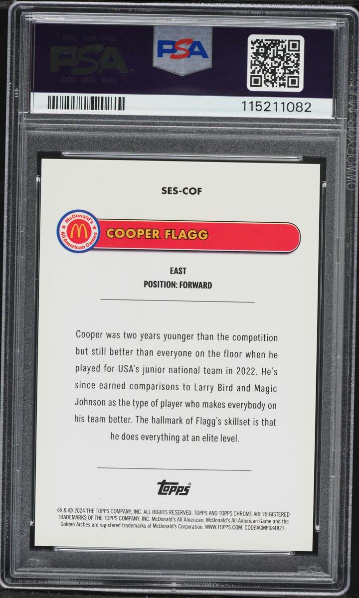 2024 Topps Chrome McDonald's Major Star Gold Ref Cooper Flagg ROOKIE /50 #COF PSA 9 MINT