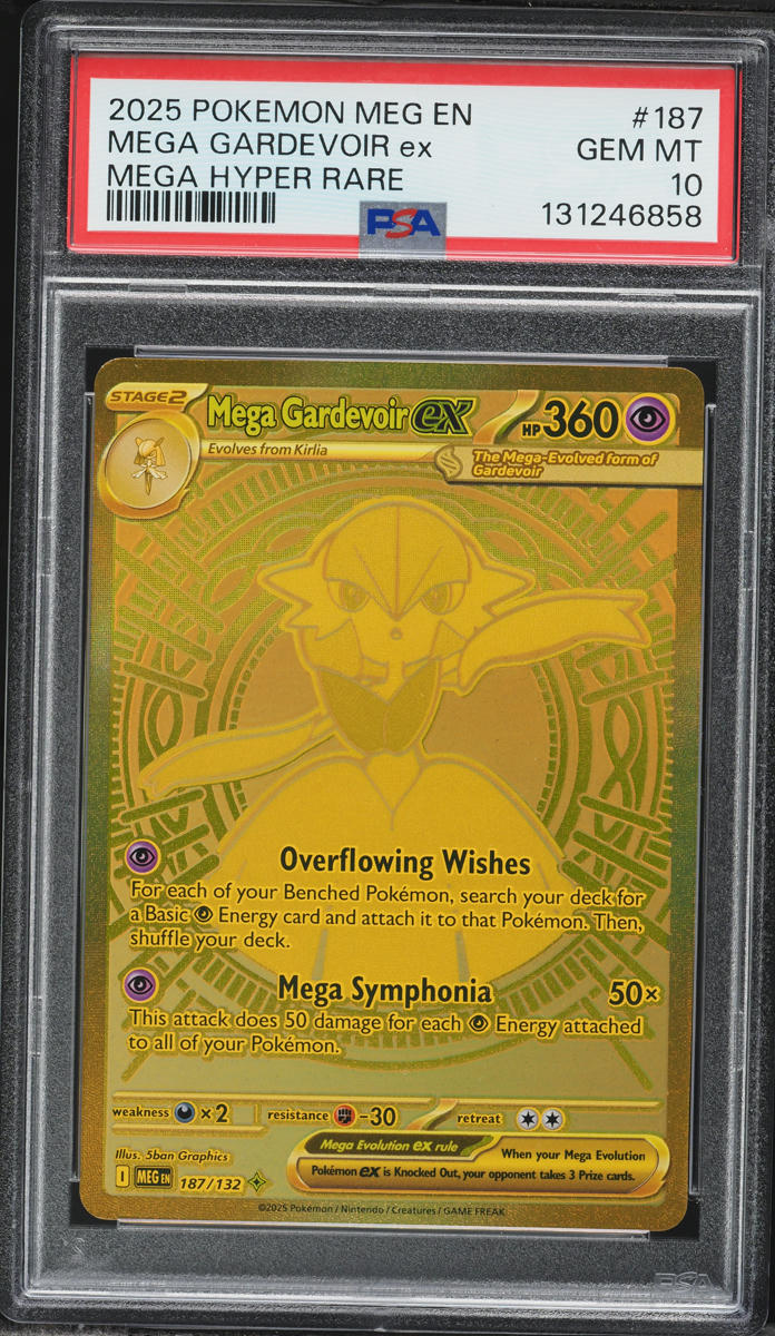 2025 Pokemon Mega Evolution Gold Rare Mega Gardevoir EX #187 PSA 10 GEM MINT