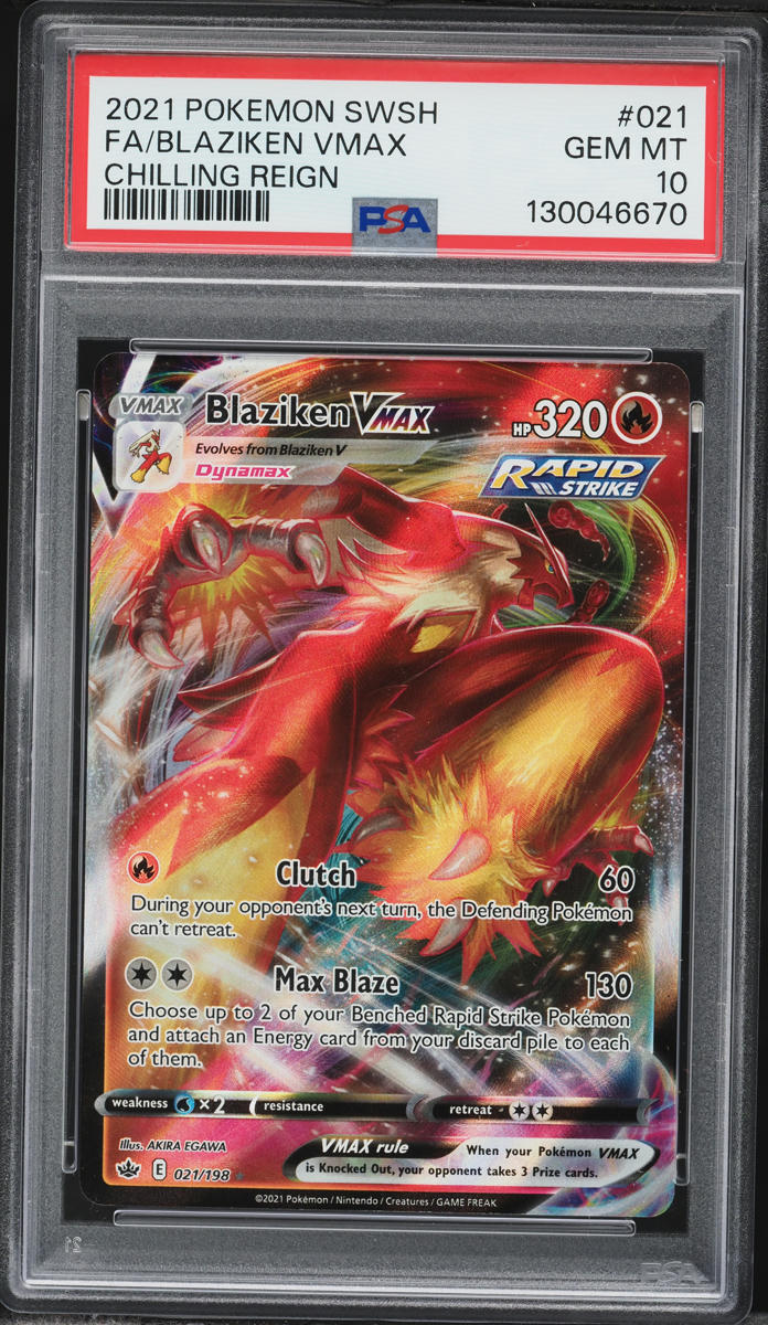 2021 Pokemon Sword & Shield Chilling Reign Alt Art Blaziken VMAX #21 PSA 10 GEM MINT