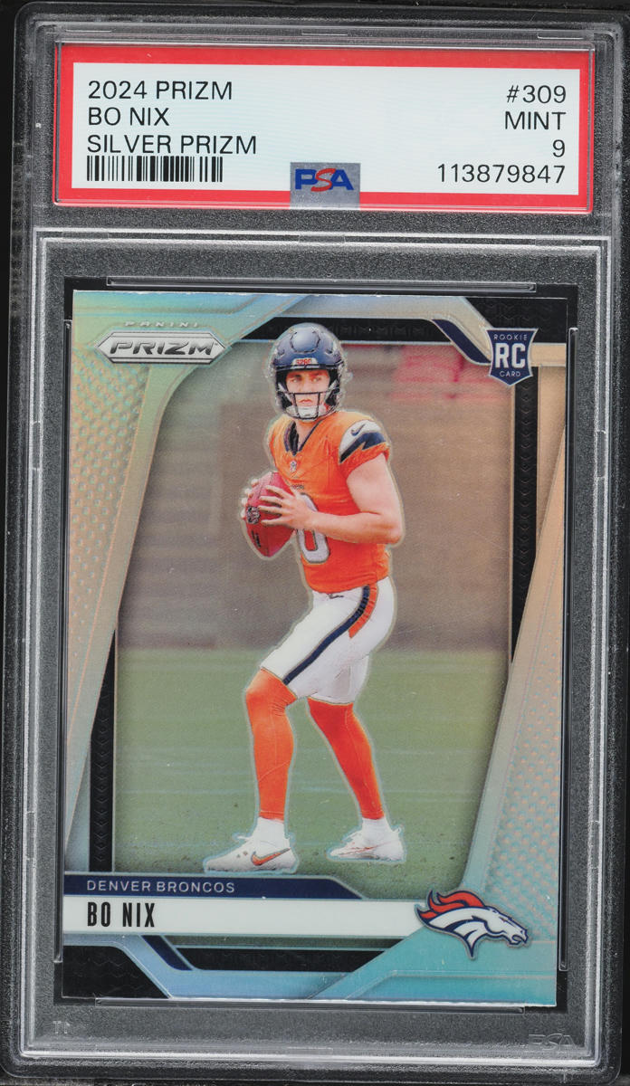 2024 Panini Prizm Silver Bo Nix ROOKIE #309 PSA 9 MINT