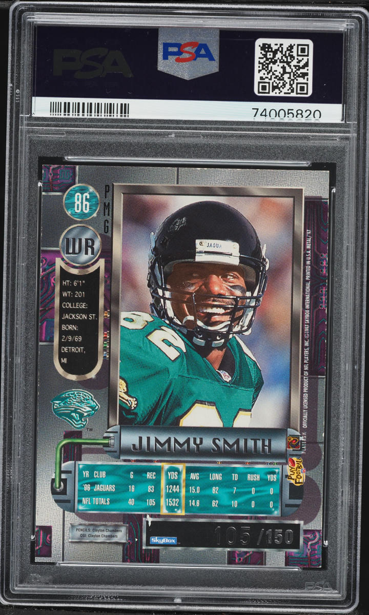 1997 Metal Universe Precious Metal Gems PMG Red Jimmy Smith /150 #86 PSA 7 NRMT