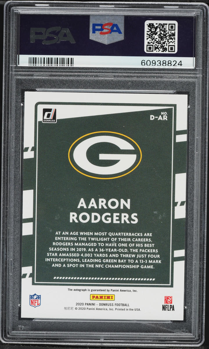 2020 Panini Donruss Dominators Aaron Rodgers AUTO /5 #D-AR PSA 9 MINT