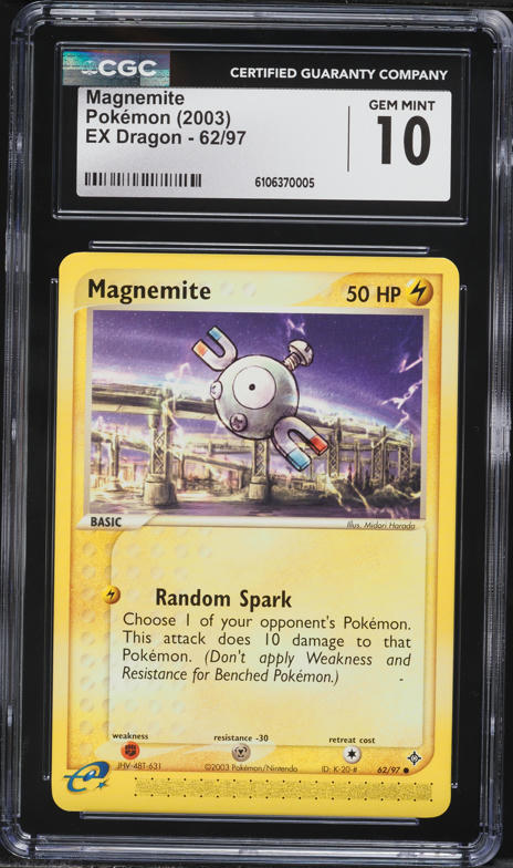 magnemite pokemon card value 2003 EX Dragon Reverse Holo #62 CGC 9 MINT on Fanatics Collect [1] Magnet Catch Search your discard pile for up to 3 Metal Energy cards Magnemite - 68/236 - Common