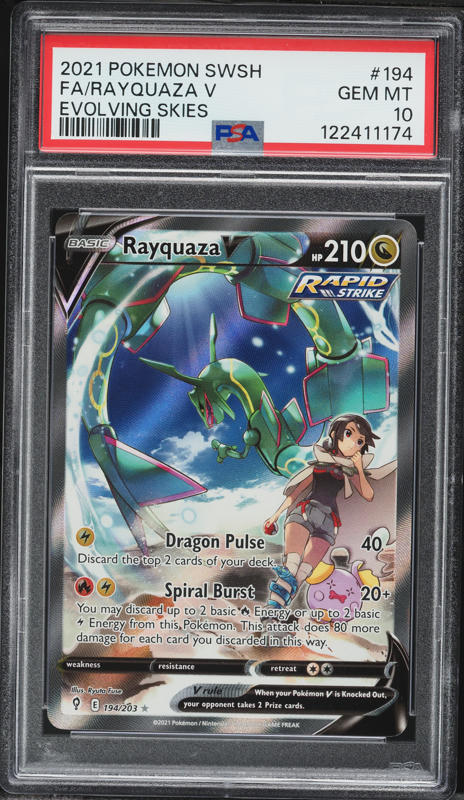 2021 Pokemon Sword & Shield Evolving Skies Alt Art Rayquaza V #194 PSA 10 GEM MINT