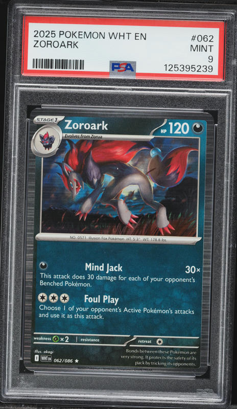 2025 Pokemon Scarlet & Violet White Flare Zoroark #62 PSA 9 MINT