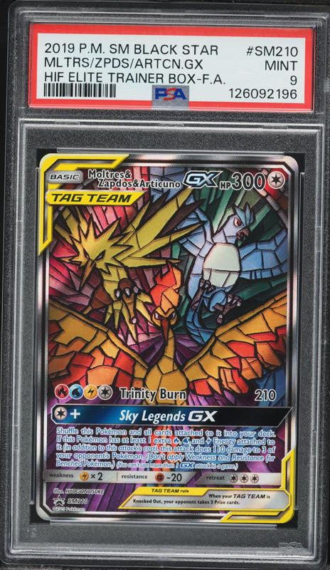 2019 Pokemon SM Promo Hidden Fates Alt Art Moltres & Zapdos & Articuno GX #SM210 PSA 9 MINT