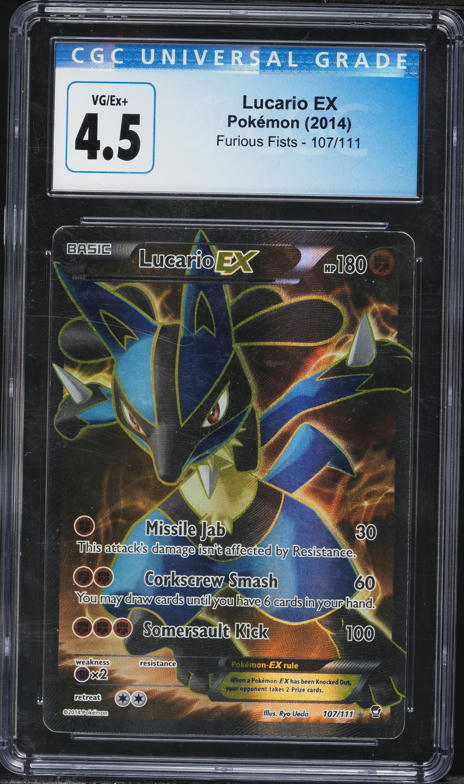 2014 Pokemon XY Furious Fists Full Art Lucario EX #107 CGC 4.5 VGEX+