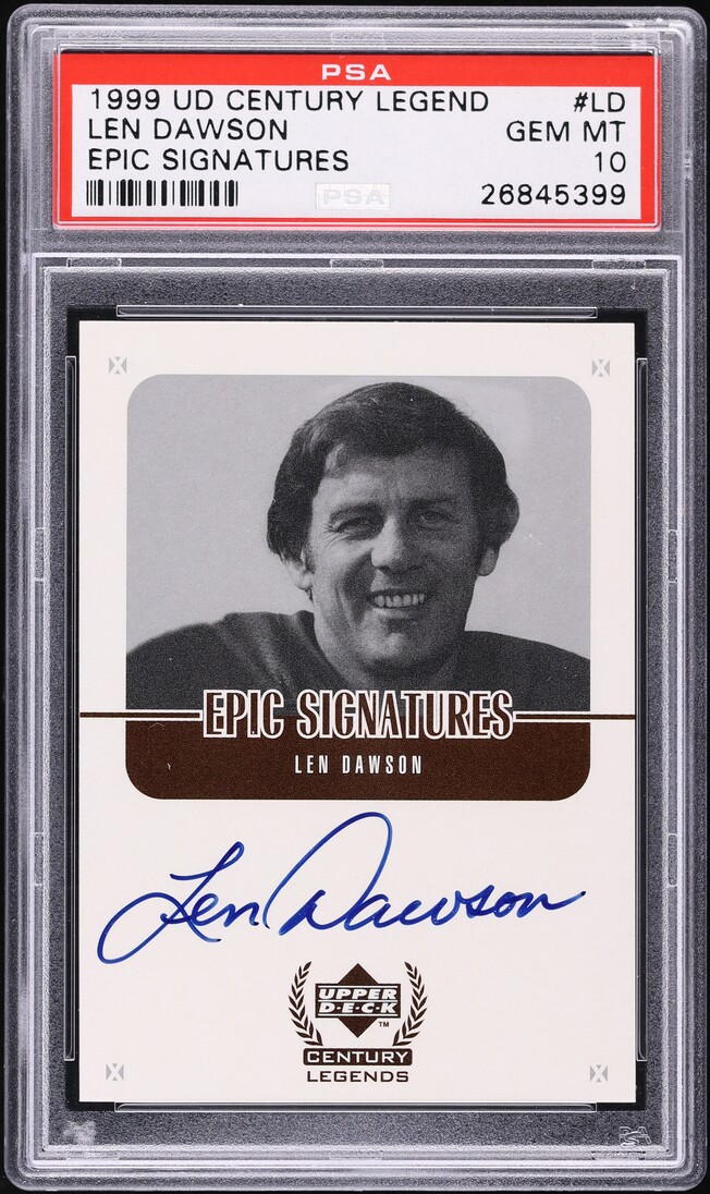 1999 Upper Deck Century Legends Epic Signatures Len Dawson AUTO #LD PSA 10 GEM MINT