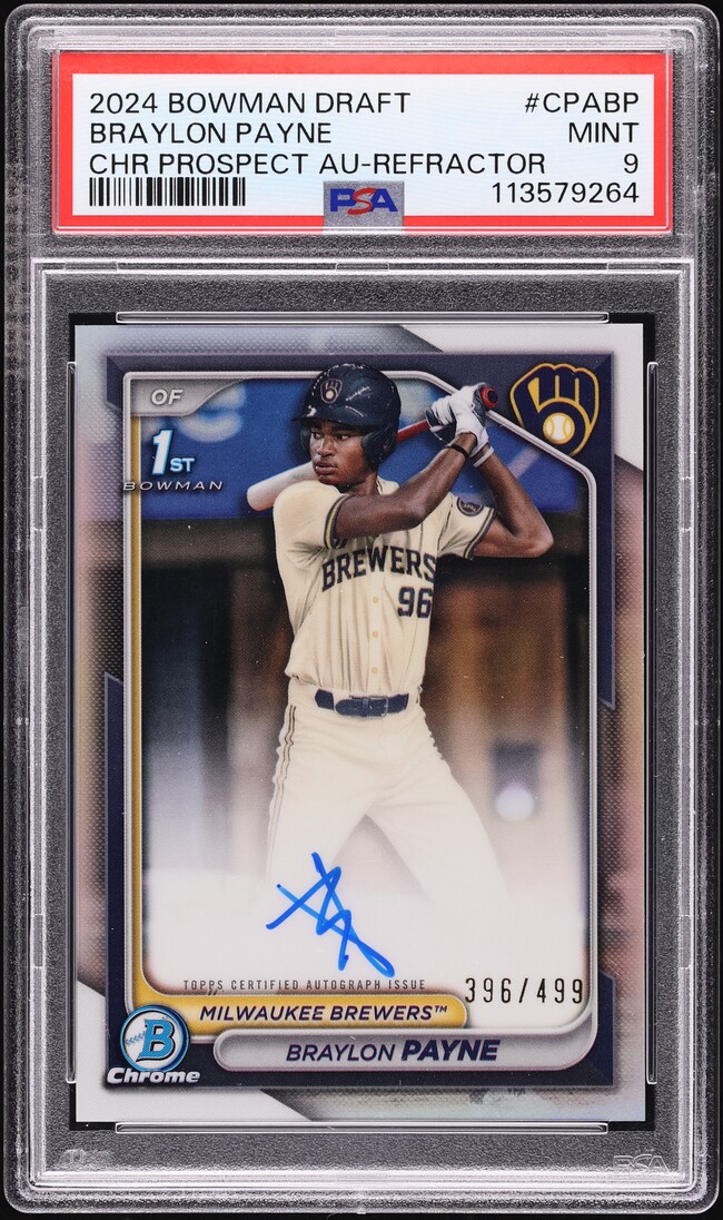 2024 Bowman Chrome Draft Refractor Braylon Payne PROSPECT AUTO /499 #CPA-BP PSA 9 MINT