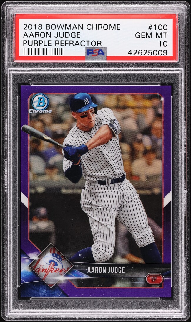 2018 Bowman Chrome Purple Refractor Aaron Judge /250 #100 PSA 10 GEM MINT