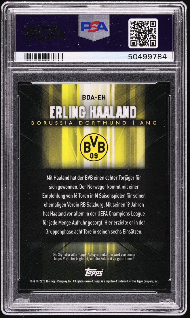 2020 Topps Transcendent Borussia Dortmund Erling Haaland AUTO /75 #BDA-EH PSA 9 MINT