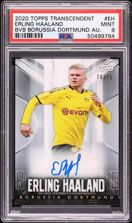 2020 Topps Chrome UEFA Champions League Erling Haaland SP #49 PSA
