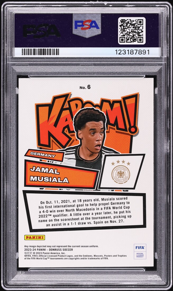 2023 Donruss FIFA Kaboom! Jamal Musiala #6 PSA 9 MINT