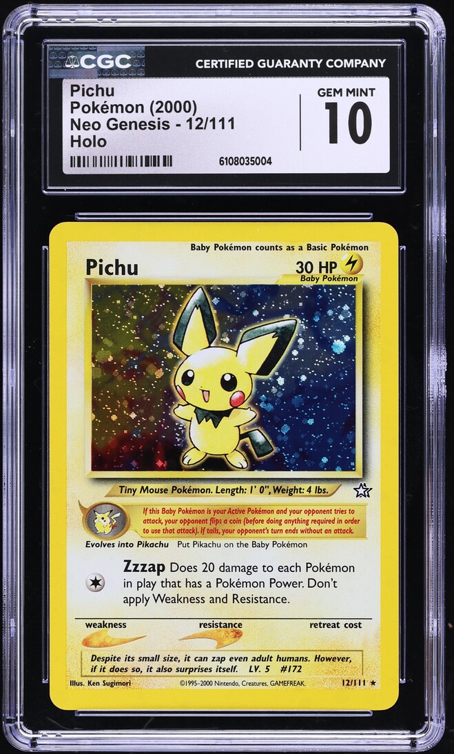 2000 Pokemon Neo Genesis Holo Pichu #12 CGC 10 GEM MINT on