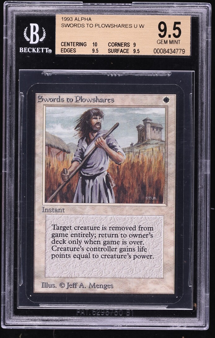 1993 Magic The Gathering MTG Alpha Swords to Plowshares BGS 9.5 GEM MINT