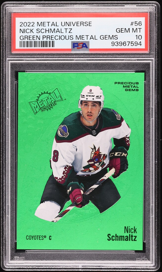 2022 Skybox Metal Universe Green Precious Metal Gems Nick Schmaltz /100 #56 PSA 10 GEM MINT
