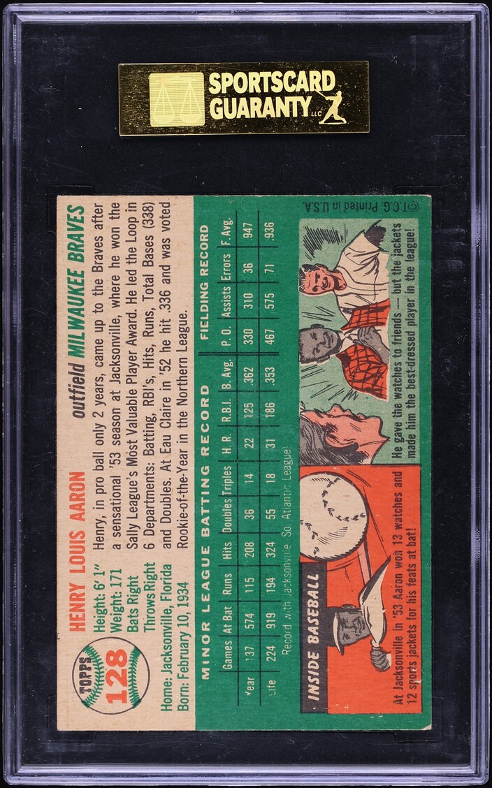 1954 Topps Hank Aaron ROOKIE #128 SGC 4 VGEX