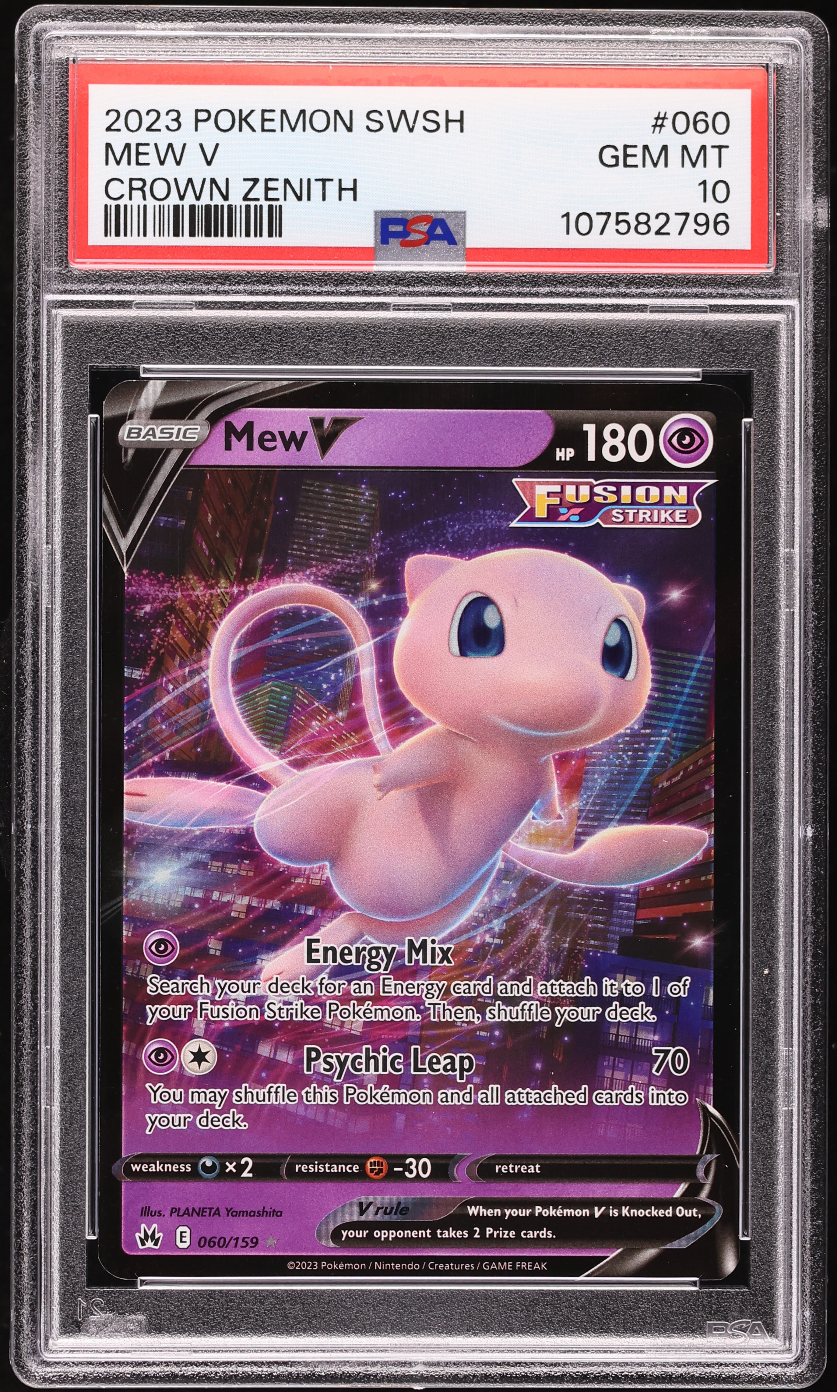 2023 Pokemon Sword & Shield Crown Zenith Mew V #60 PSA 10 GEM MINT