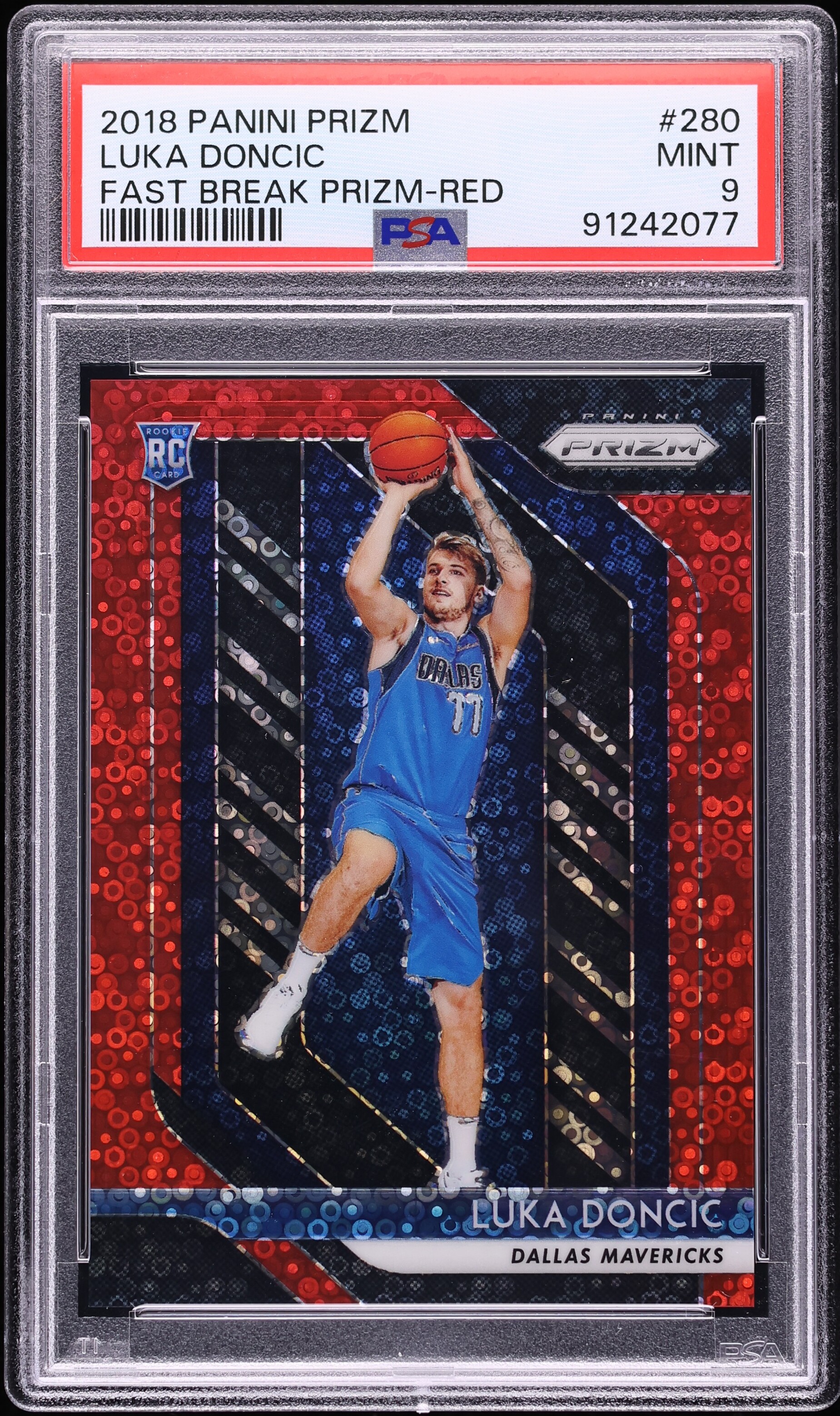 2018 Panini Prizm Fast Break Red Luka Doncic ROOKIE /125 #280 PSA